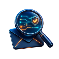 A magnifying lens revealing the hidden route of an email